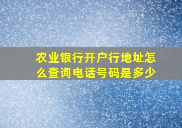 农业银行开户行地址怎么查询电话号码是多少