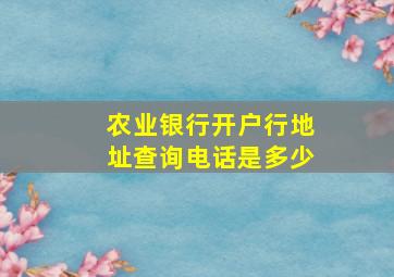 农业银行开户行地址查询电话是多少