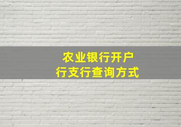 农业银行开户行支行查询方式