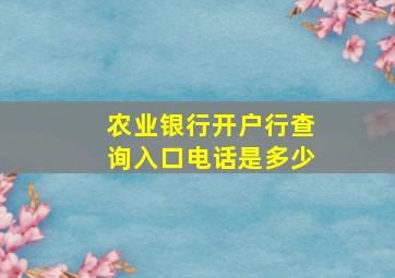 农业银行开户行查询入口电话是多少