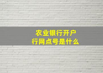 农业银行开户行网点号是什么