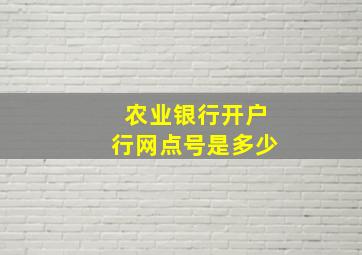 农业银行开户行网点号是多少