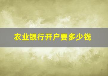 农业银行开户要多少钱