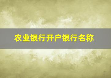 农业银行开户银行名称