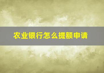 农业银行怎么提额申请