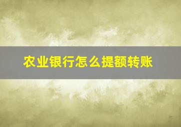 农业银行怎么提额转账