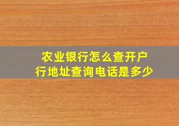 农业银行怎么查开户行地址查询电话是多少