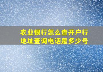 农业银行怎么查开户行地址查询电话是多少号