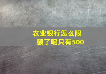 农业银行怎么限额了呢只有500