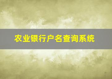 农业银行户名查询系统