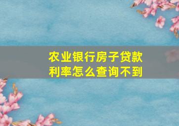 农业银行房子贷款利率怎么查询不到