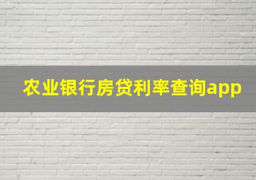 农业银行房贷利率查询app