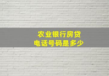 农业银行房贷电话号码是多少