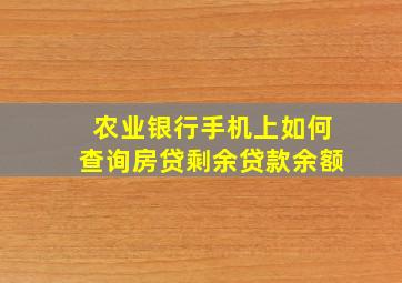 农业银行手机上如何查询房贷剩余贷款余额