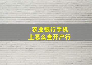 农业银行手机上怎么查开户行