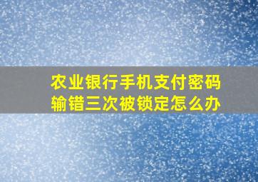 农业银行手机支付密码输错三次被锁定怎么办