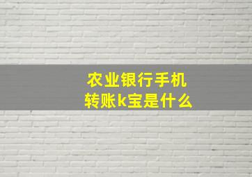 农业银行手机转账k宝是什么