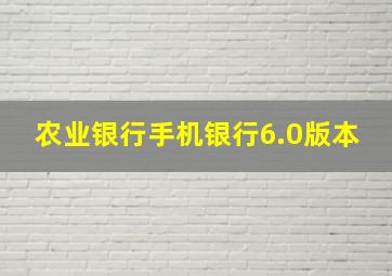 农业银行手机银行6.0版本