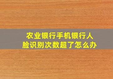 农业银行手机银行人脸识别次数超了怎么办