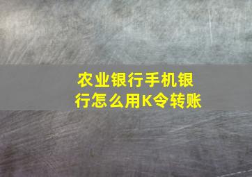 农业银行手机银行怎么用K令转账