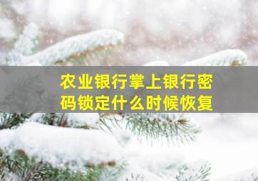 农业银行掌上银行密码锁定什么时候恢复