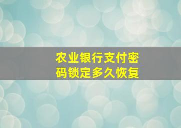 农业银行支付密码锁定多久恢复