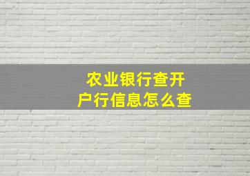 农业银行查开户行信息怎么查