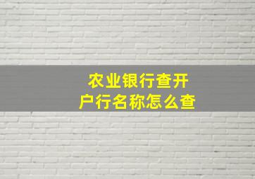 农业银行查开户行名称怎么查