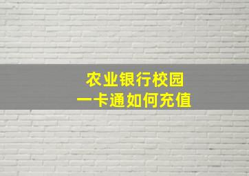 农业银行校园一卡通如何充值