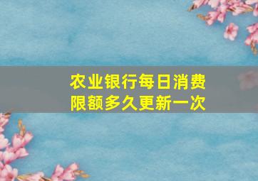 农业银行每日消费限额多久更新一次