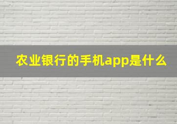 农业银行的手机app是什么