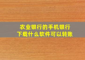 农业银行的手机银行下载什么软件可以转账