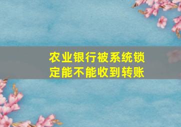 农业银行被系统锁定能不能收到转账