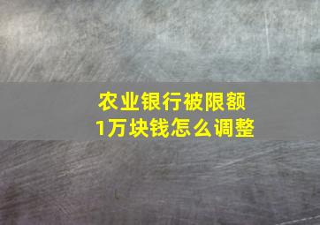 农业银行被限额1万块钱怎么调整