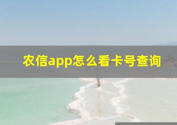 农信app怎么看卡号查询