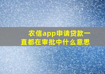 农信app申请贷款一直都在审批中什么意思