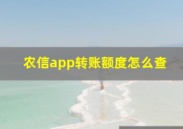 农信app转账额度怎么查