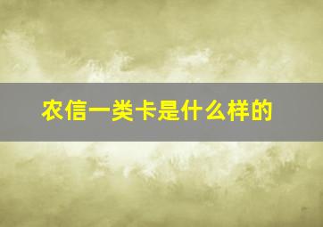 农信一类卡是什么样的