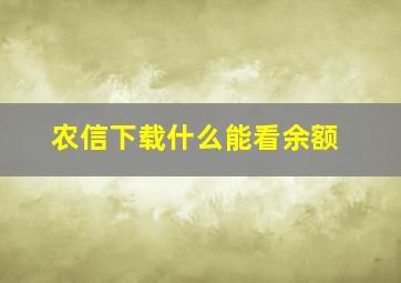 农信下载什么能看余额