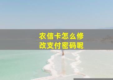 农信卡怎么修改支付密码呢