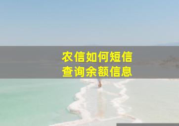 农信如何短信查询余额信息