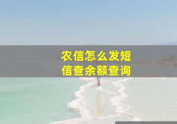 农信怎么发短信查余额查询