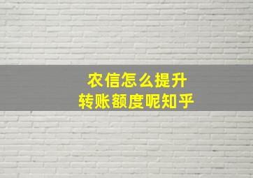 农信怎么提升转账额度呢知乎