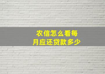 农信怎么看每月应还贷款多少