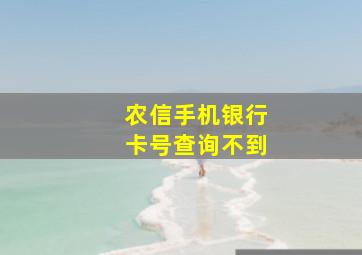 农信手机银行卡号查询不到