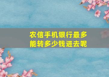 农信手机银行最多能转多少钱进去呢