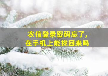 农信登录密码忘了,在手机上能找回来吗