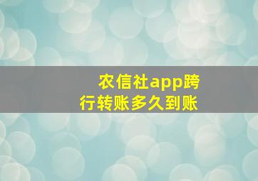 农信社app跨行转账多久到账