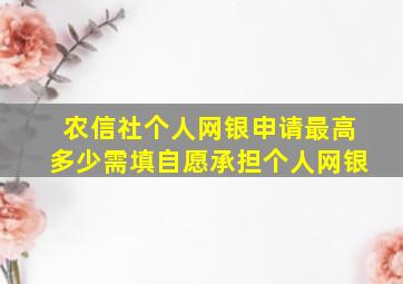 农信社个人网银申请最高多少需填自愿承担个人网银