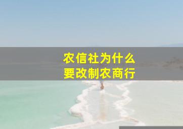 农信社为什么要改制农商行